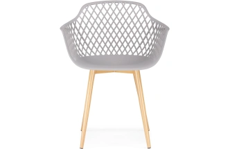 Пластиковый стул Rikon, с подлокотниками, серый / металл под дерево