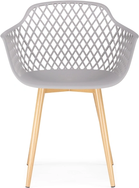 Пластиковый стул Rikon, с подлокотниками, серый / металл под дерево