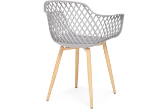 Пластиковый стул Rikon, с подлокотниками, серый / металл под дерево