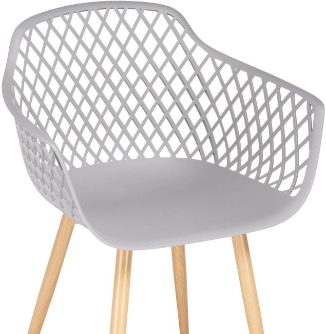 Пластиковый стул Rikon, с подлокотниками, серый / металл под дерево