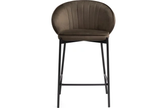 Барный стул Нейл, велюр шоколадный / черный