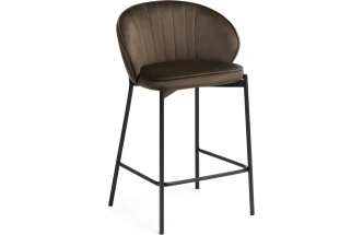 Барный стул Нейл, велюр шоколадный / черный