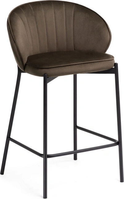 Барный стул Нейл, велюр шоколадный / черный