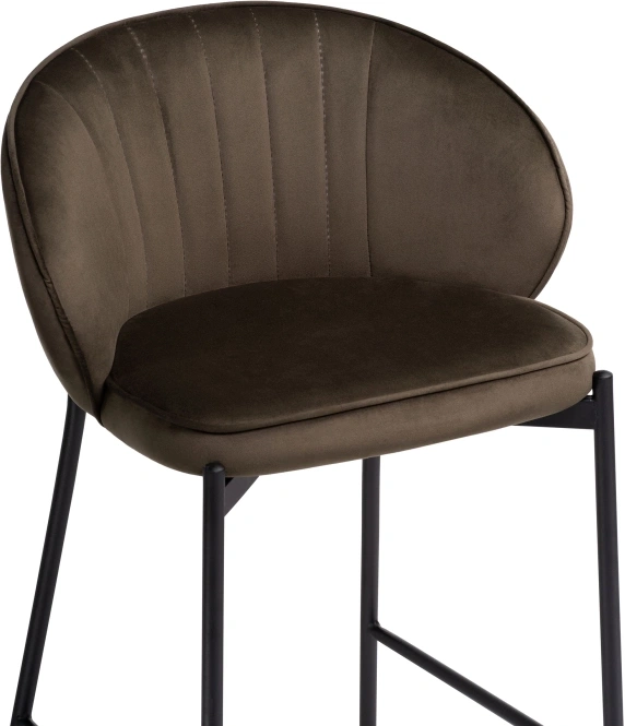 Барный стул Нейл, велюр шоколадный / черный