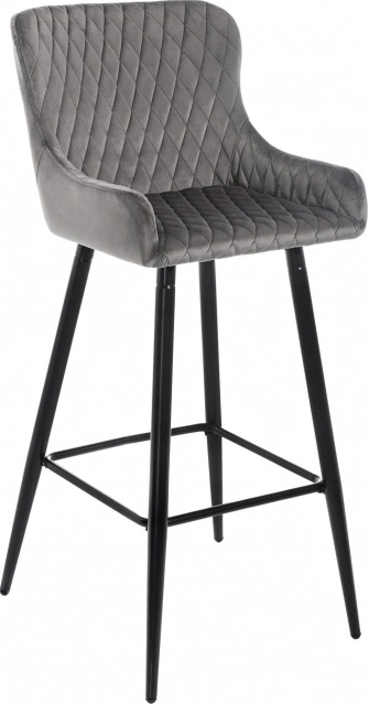 Барный стул Mint, велюр серый
