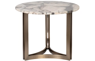 Журнальный стол 58DB-07036, 50x50x60, МДФ, мрамор, бежевый мрамор / бронзовый