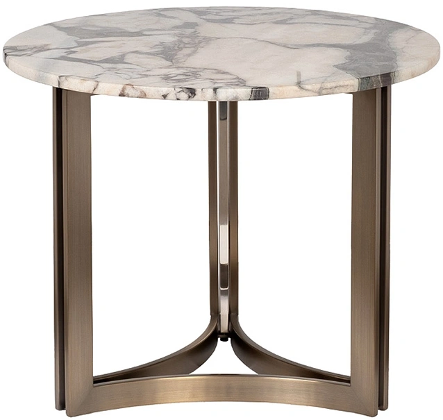 Журнальный стол 58DB-07036, 50x50x60, МДФ, мрамор, бежевый мрамор / бронзовый