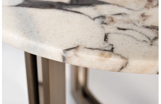 Журнальный стол 58DB-07036, 50x50x60, МДФ, мрамор, бежевый мрамор / бронзовый