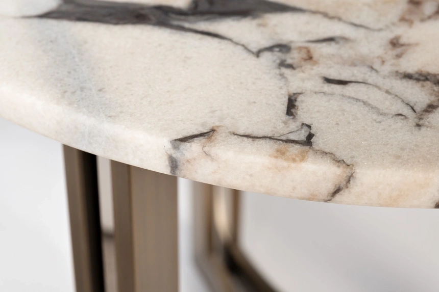 Журнальный стол 58DB-07036, 50x50x60, МДФ, мрамор, бежевый мрамор / бронзовый