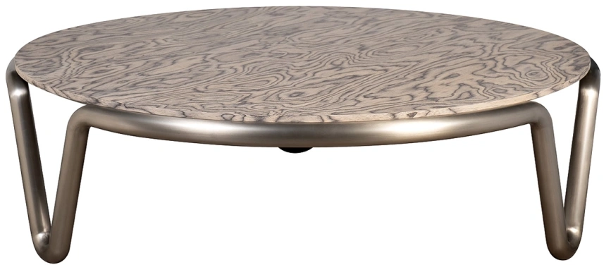 Журнальный стол 58DB-23400, 140x140x32, МДФ, шпон, бежевый / латунь