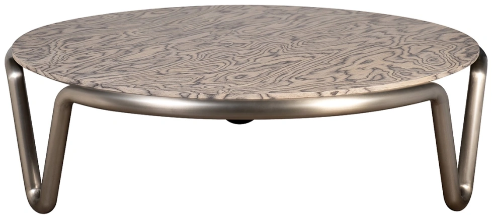 Журнальный стол 58DB-23400, 140x140x32, МДФ, шпон, бежевый / латунь