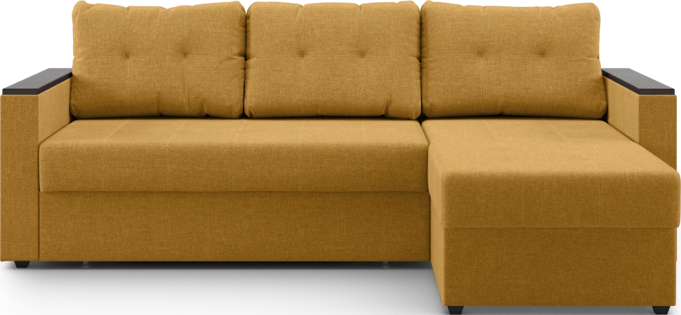 Диван угловой, Атлантик, модель 111, Savana Plus yellow (соломенный) / венге