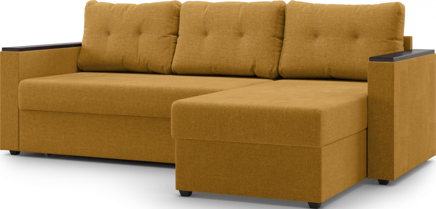 Диван угловой, Атлантик, модель 111, Savana Plus yellow (соломенный) / венге