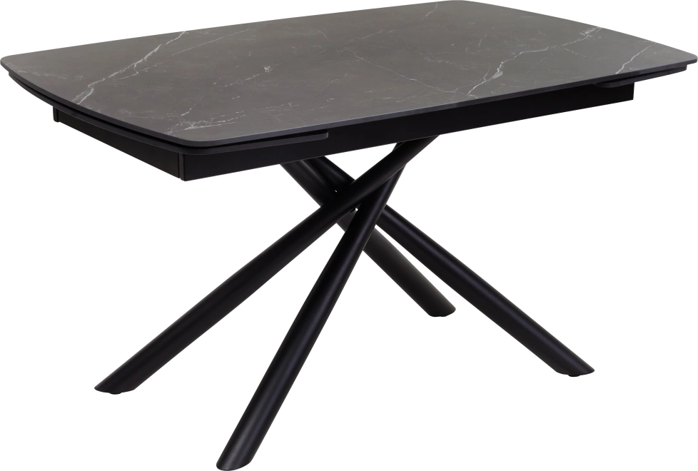 Кухонный стол раздвижной Rivoli 140, Matt Black Marble Solid Ceramic, Black