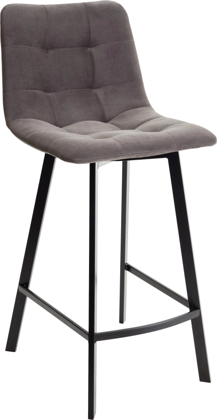 Полубарный стул Chilli-QB Square, графит #14, велюр, черный каркас (H=66cm)