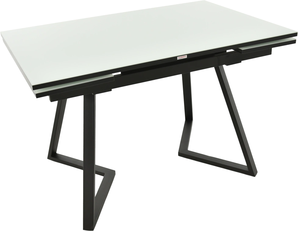 Кухонный стол Римини, белый, стекло, каркас черный