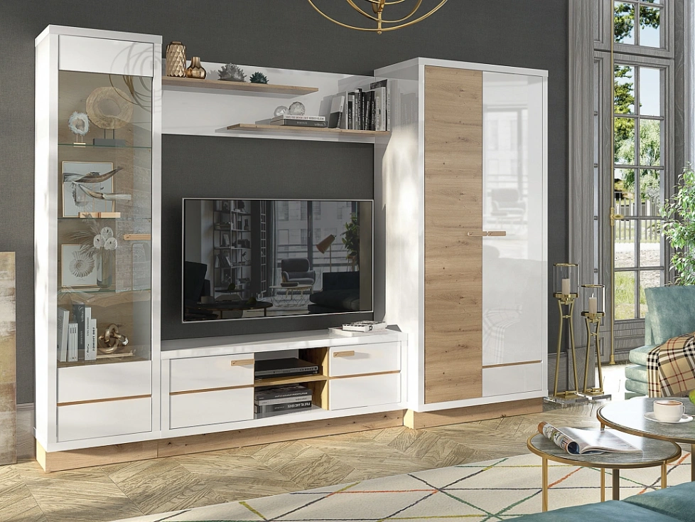 Модульная гостиная Балтимор 2, дуб дикий / белый