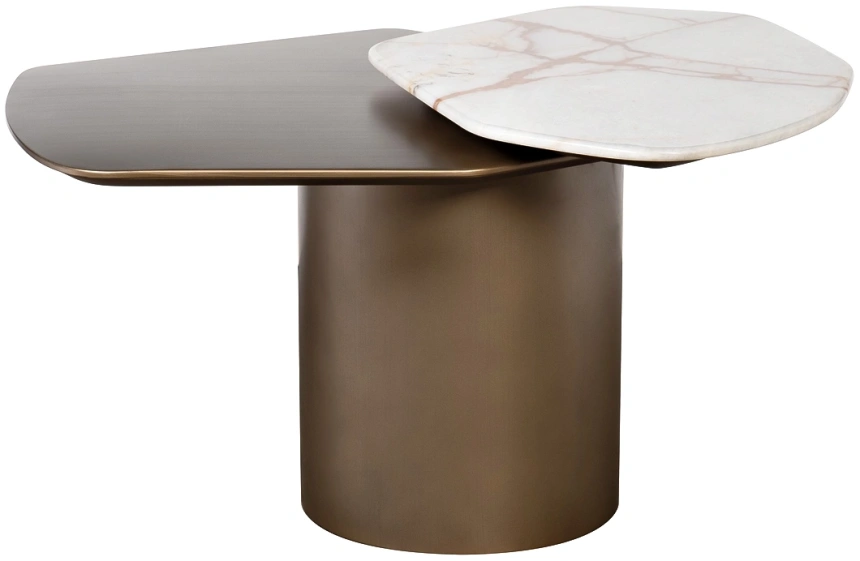 Журнальный стол Island, 84x69x45, мрамор, МДФ, белый мрамор / бронза / бронза