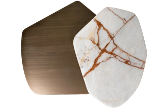 Журнальный стол Island, 84x69x45, мрамор, МДФ, белый мрамор / бронза / бронза