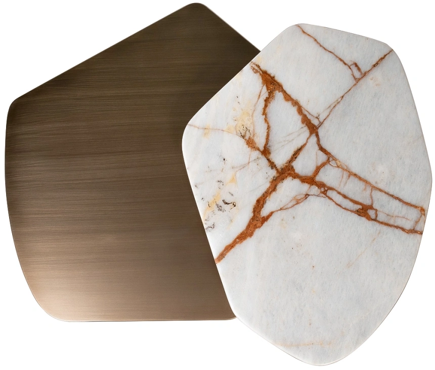 Журнальный стол Island, 84x69x45, мрамор, МДФ, белый мрамор / бронза / бронза