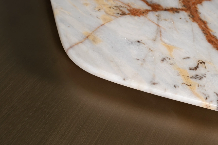 Журнальный стол Island, 84x69x45, мрамор, МДФ, белый мрамор / бронза / бронза