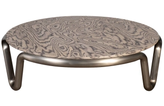 Журнальный стол 58DB-23401, 110x110x32, МДФ, шпон, бежевый / латунь