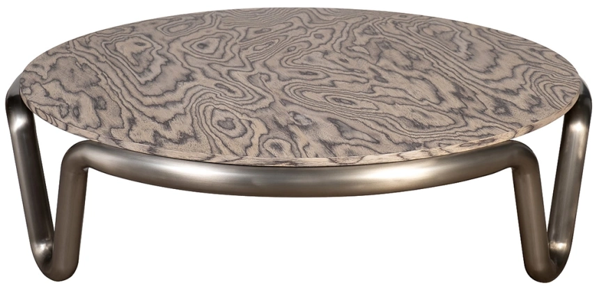 Журнальный стол 58DB-23401, 110x110x32, МДФ, шпон, бежевый / латунь