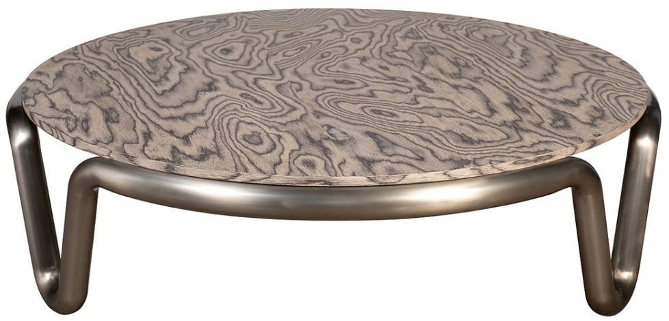 Журнальный стол 58DB-23401, 110x110x32, МДФ, шпон, бежевый / латунь