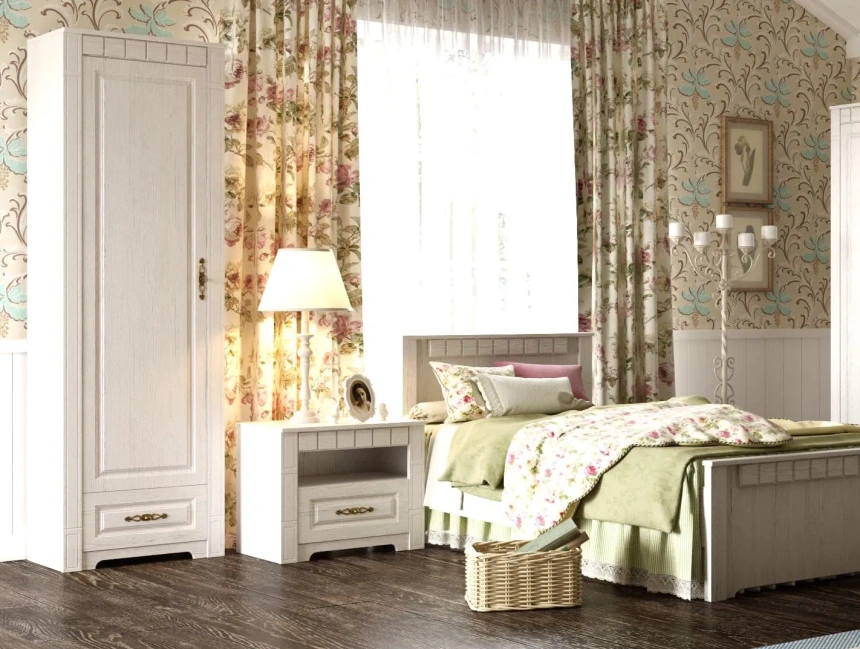 Шкаф однодверный Прованс, распашной, бодега белая / патина премиум