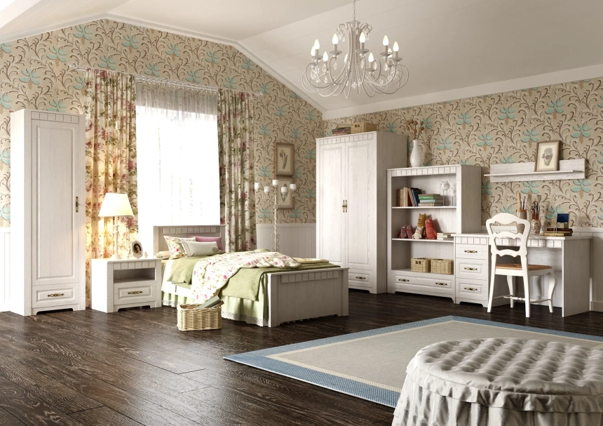 Шкаф однодверный Прованс, распашной, бодега белая / патина премиум