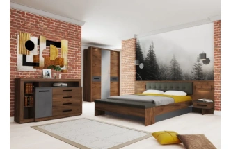 Тумба прикроватная Глазго, с ящиком, металл бруклин / таксония