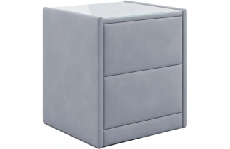 Тумба прикроватная Аризона, мягкая, с ящиками, ткань, мора серый