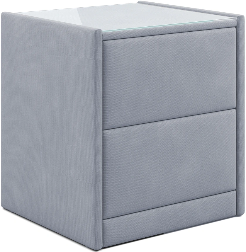 Тумба прикроватная Аризона, мягкая, с ящиками, ткань, мора серый