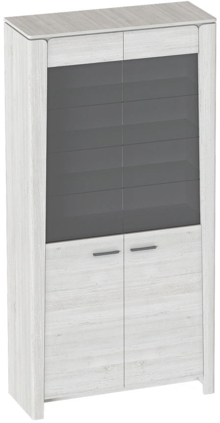 Шкаф-витрина двухдверный Мальта, со стеклом, дуб винтерберг