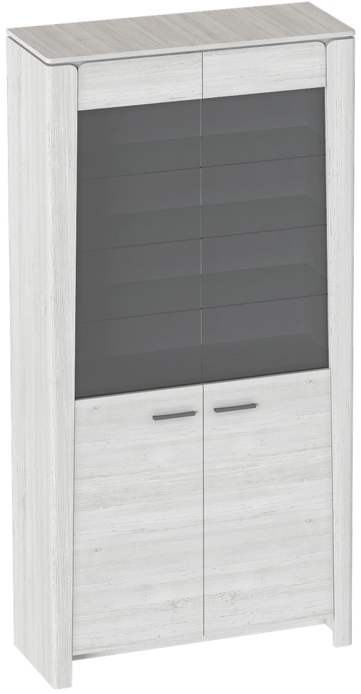 Шкаф-витрина двухдверный Мальта, со стеклом, дуб винтерберг