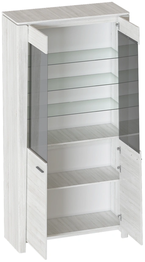 Шкаф-витрина двухдверный Мальта, со стеклом, дуб винтерберг