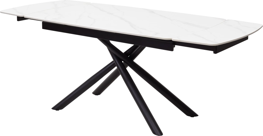 Кухонный стол раздвижной Rivoli 140, Matt White Marble Solid Ceramic, Black