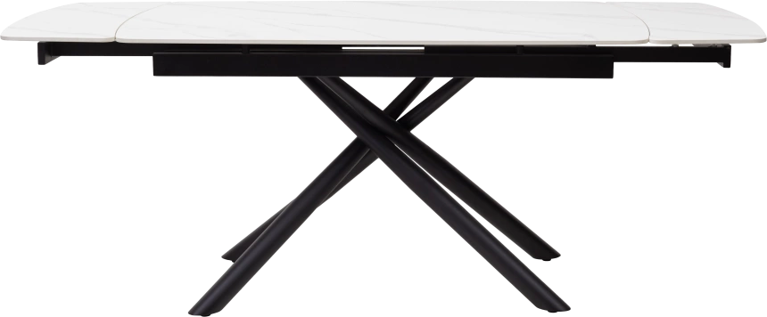 Кухонный стол раздвижной Rivoli 140, Matt White Marble Solid Ceramic, Black