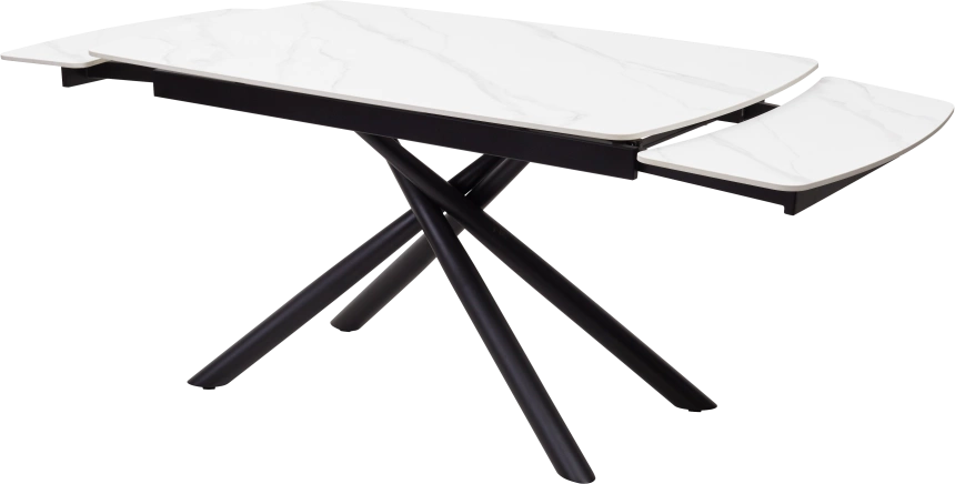 Кухонный стол раздвижной Rivoli 140, Matt White Marble Solid Ceramic, Black