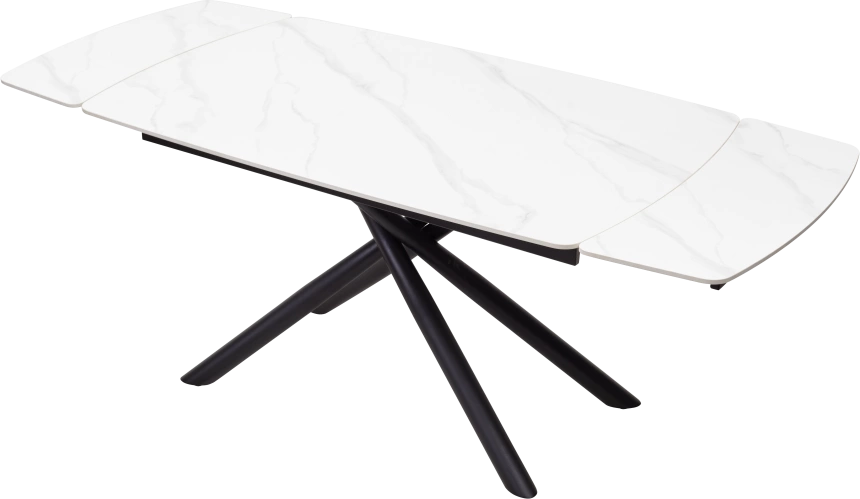 Кухонный стол раздвижной Rivoli 140, Matt White Marble Solid Ceramic, Black
