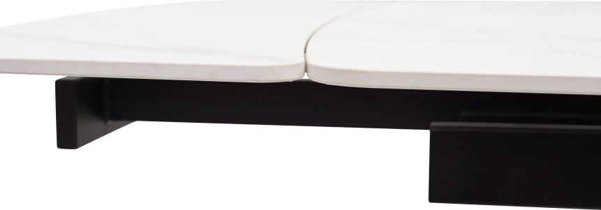 Кухонный стол раздвижной Rivoli 140, Matt White Marble Solid Ceramic, Black