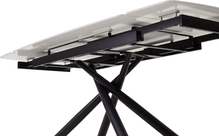 Кухонный стол раздвижной Rivoli 140, Matt White Marble Solid Ceramic, Black