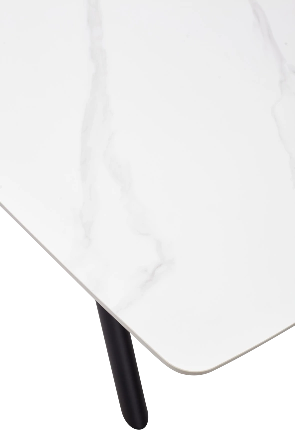 Кухонный стол раздвижной Rivoli 140, Matt White Marble Solid Ceramic, Black
