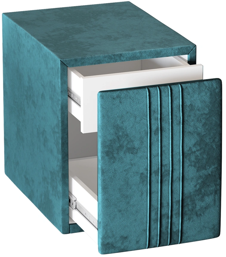 Тумба прикроватная Севилья, мягкая, с ящиками, велюр, мора океан