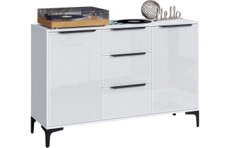 Комод широкий Иадама, белый / белый глянец