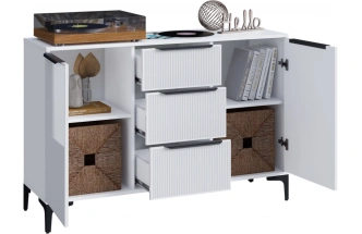 Комод широкий Иадама, белый / белый глянец