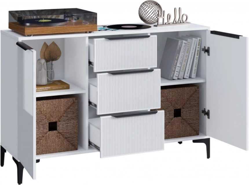 Комод широкий Иадама, белый / белый глянец