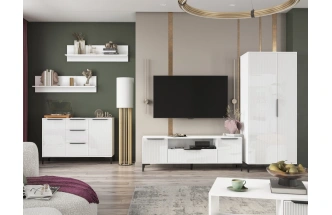 Комод широкий Иадама, белый / белый глянец