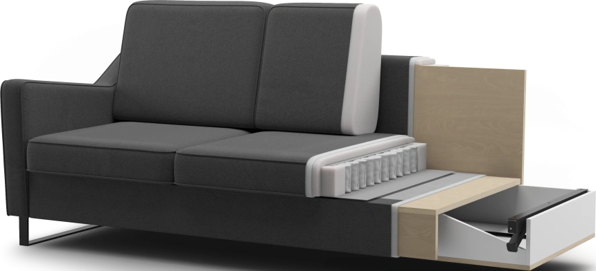 Диван прямой Даллас, модель 050, Alliance 797 (графитовый)