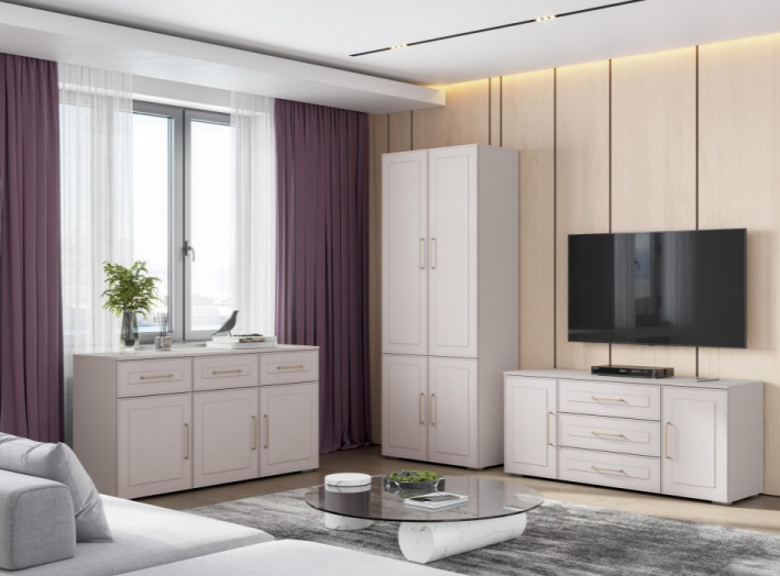 Комод Мотру, с тремя ящиками, ТБ-01 кашемир / шампань